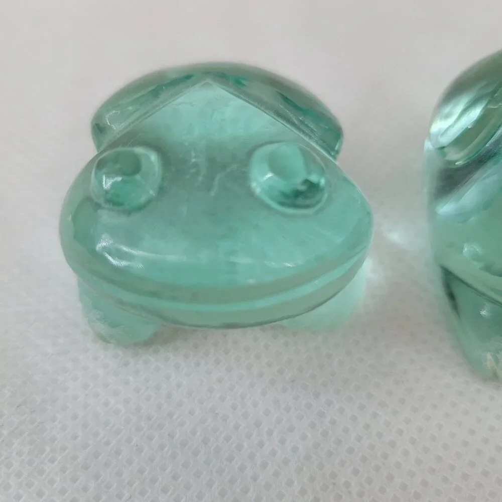 Art Glass Frog Pair - Paperweights or Decor Aqua Blue-Green - Picture 10 of 13
